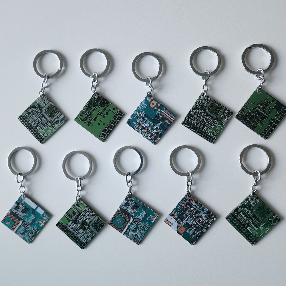 Keychains Circuit Board Set Of 10 Green Motherboard Geek Gift Tech Nerd New